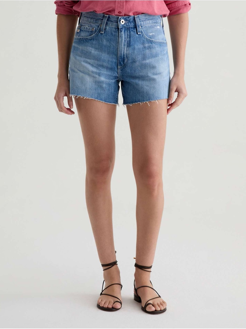 AG Adriano Goldschmied Halle cut-off distressed denim shorts Sz 33